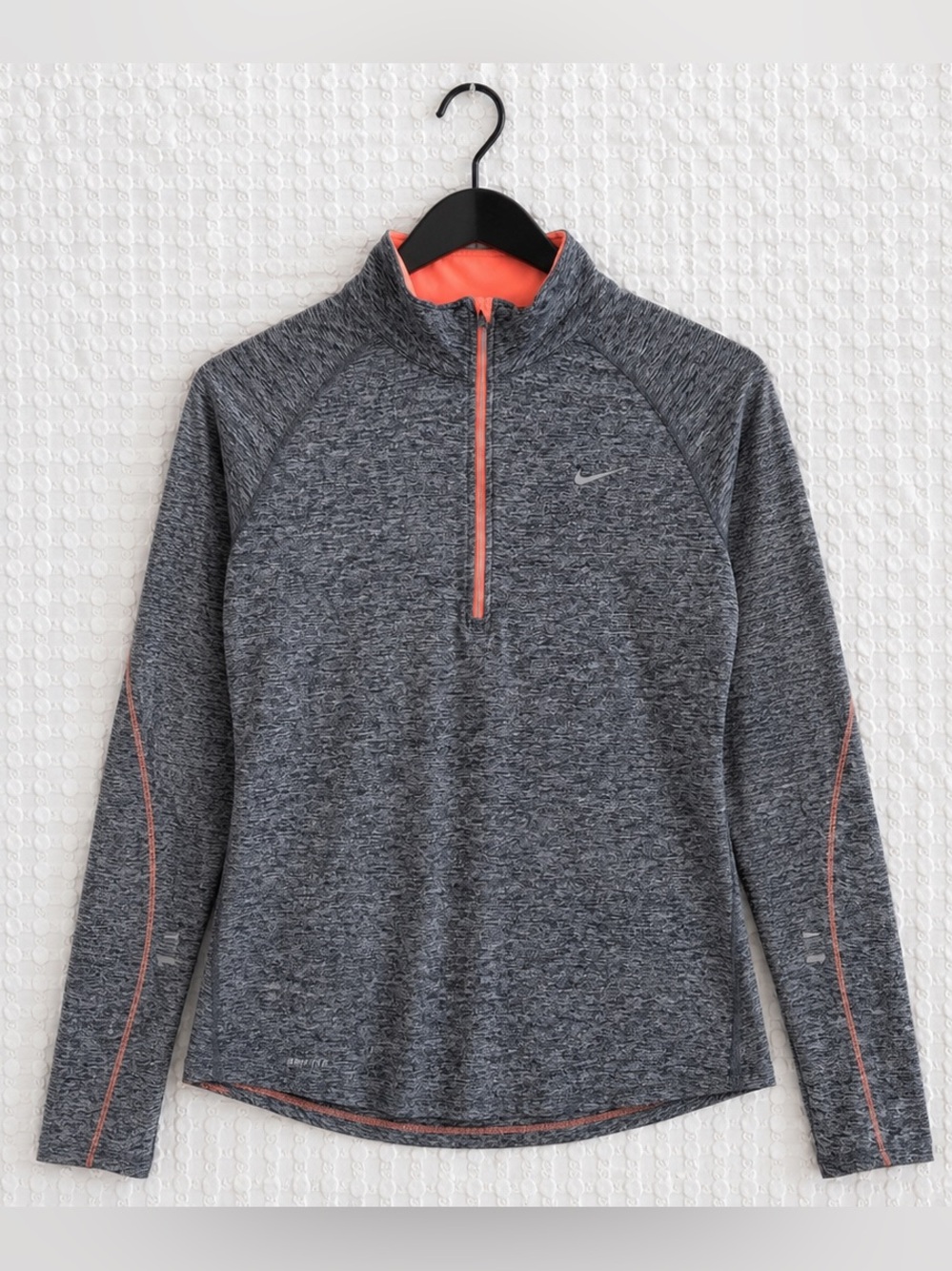 Nike Dri-FIT Women’s Large Half Zip Pullover Gray Heather Neon Coral